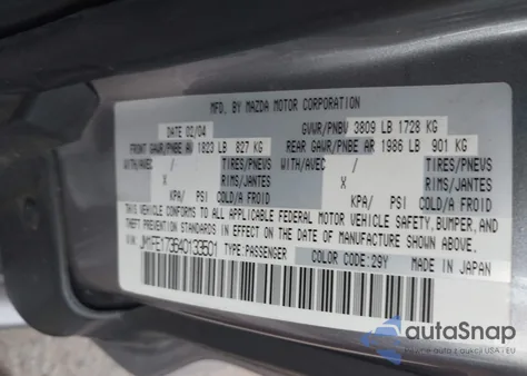 2004 Mazda Rx-8 6 Speed Manual z USA, uszkodzony, nr VIN JM1FE173640133501